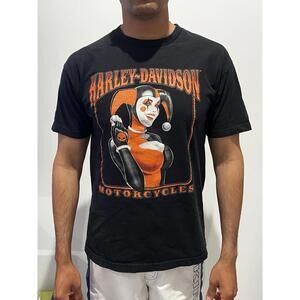 Vintage Harley-Davidson Motorcycles Harley Quinn T-Shirt L Black Graphic Tee